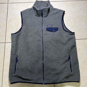 Patagonia Synchilla Vest Mens Size XL Gray Classic Fleece Full Zip Logo